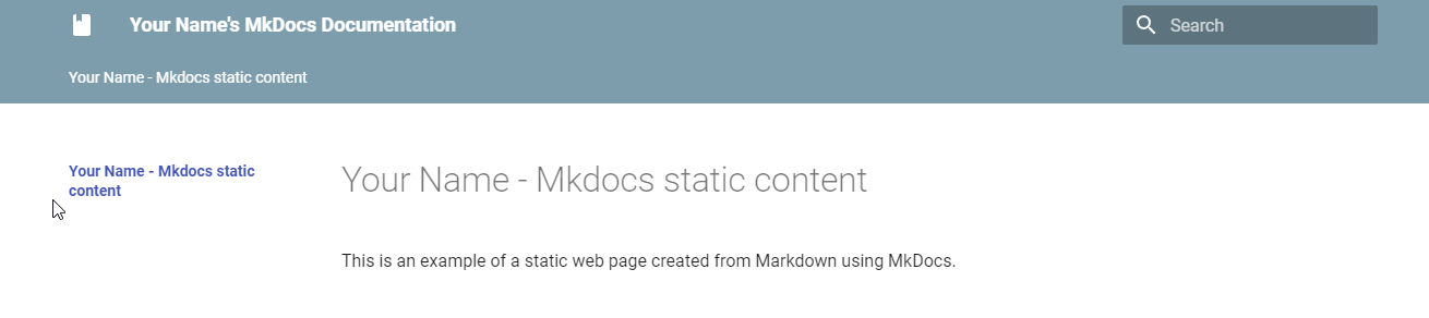 mkdocs serve pages