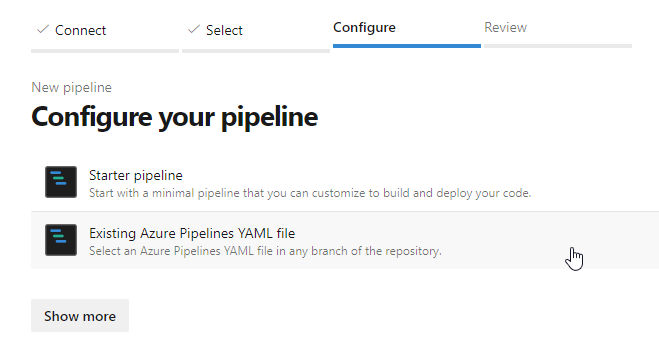 Existing Azure Pipelines YAML file